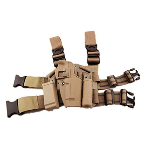 WISEONUS Airsoft Tactical Right Drop Leg Holster Case Leg Paddle Holster Magazine Torch Pouch for M92 M9