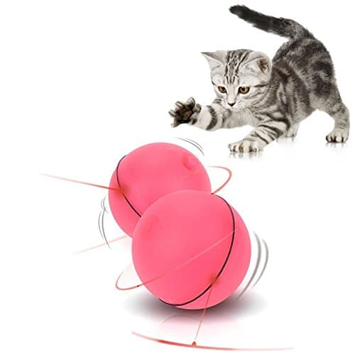 MLCINI Cat Interactive Toys, 360 Degree Self Rotating LED Ball Rolling Toy For Cats &amp; Puppy Dogs (Red)