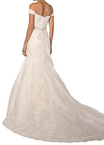 Weddinglee White Wedding Dresses 2017 for Bride Off-the-Shoulder Mermaid Lace Wedding Dresses Birdal Gown 8