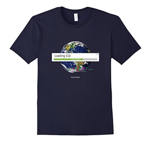 Mens Loading CGI - Funny FET Flat Earth Truth Shirt Space Hoax Small Navy