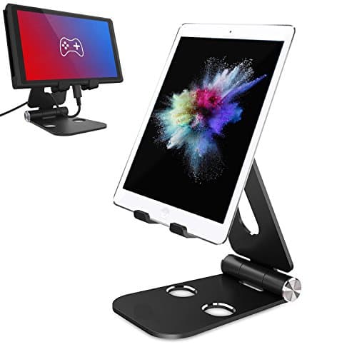Ajustable Stand for Nintendo Switch and Tablets, Spater Home or Office Cell Phone Holder Dock for iPhone iPad Series, Samsung Galaxy Tabs, Google Nexus, LG, Kindle Fire and more (Black)