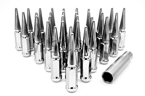 32pc SPIKE LUG NUTS 14x1.5 CHROME 4.5" TALL OFFROAD EXTENDED METAL LUGS PREMIUM