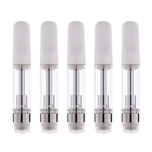 5 Pcs 0.5 / 1ml Ceramic Wickless Cartridge O-i-l and D-i-s-t-i-l-l-a-t-e Acessaries For C-C-E-L-L (White, 1ml)
