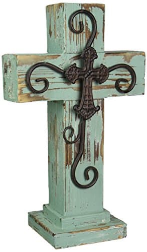 Ll Home Standing Wood Cross Blue