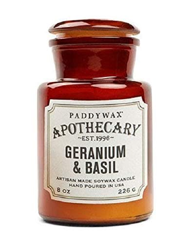 Paddywax Scented Candle, Soy Wax, Geranium & Basil, Medium, 8 Ounce