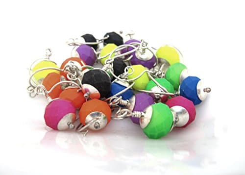 Neon Bauble Earrings - Sterling Silver and Rubber