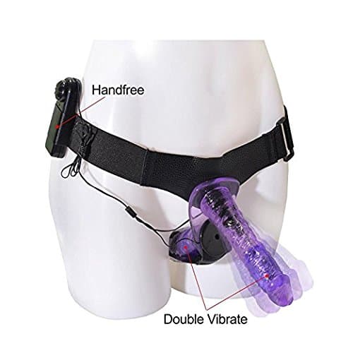 Electromagnetic Female Male Strap On Double Head Massager Adjustable Harness for Woman Couples,Waterproof Women Gift-Purple