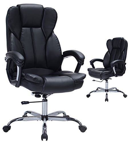 High Back Leather Executive Chair with Padded Arms