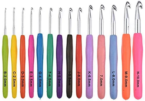 14 Pcs Ergonomic Extra Long Sewing Needles Soft Grip Handles Crochet Hooks Set