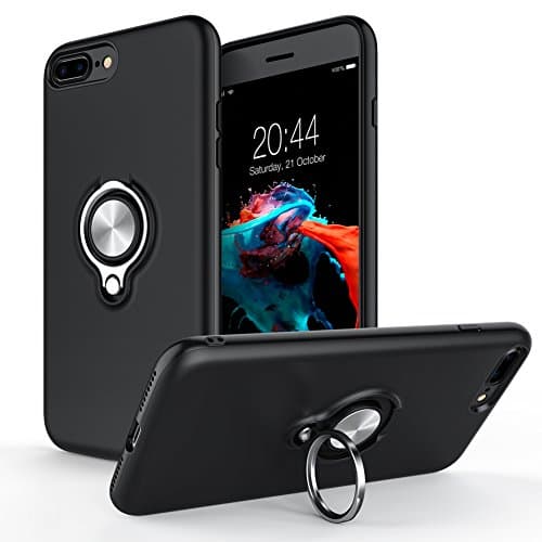 iPhone 8 Plus Case, iPhone 7 Plus Case, iCaber [New Version] 360 Degree Rotating Ring Holder Grip Case Dual Layer Protective Cover for iPhone 8 Plus / iPhone 7 Plus – (Black)