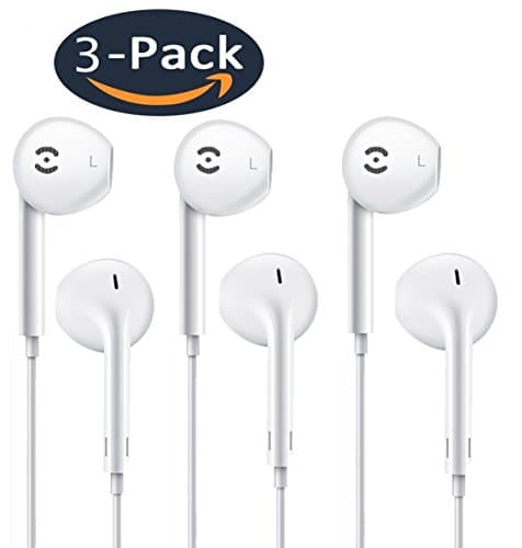 Apple earphones, Wired earbuds with Microphone and Remote Control for iPhone, iPad, iPod, Samsung, Tablet PC and Other Compatible Devices – Handsfree Stereo&amp; Noise Isolating(3 Pack – White)