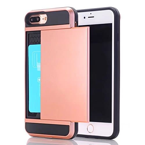 greattask iPhone 7 Plus Wallet Case, Card Holder Case,Protective with ID Credit Card Slot Holder,Durable Shockproof Cover for Apple iPhone 7 PLUS (Rose Gold)
