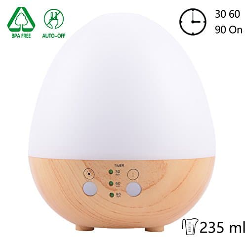 BriHome Aromatherapy Essential Oil Diffuser 235ML Cool Mist Aroma Humidifier with Color LED Lights for Home, Office and Bedroom, Egg Shape RGB