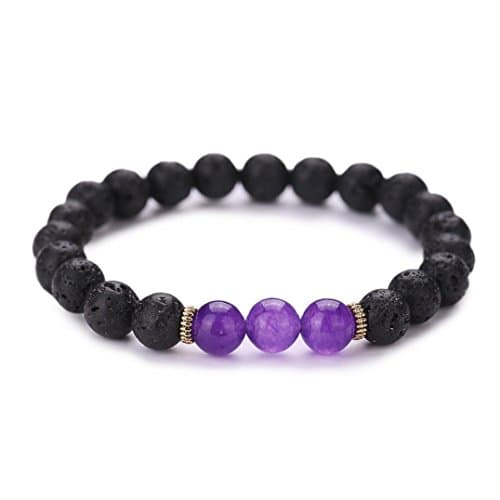 Molyveva Calm Lava Stone Diffuser Bracelet Essential Oils Beaded Bracelet Healing Energy Stretch Bracelet