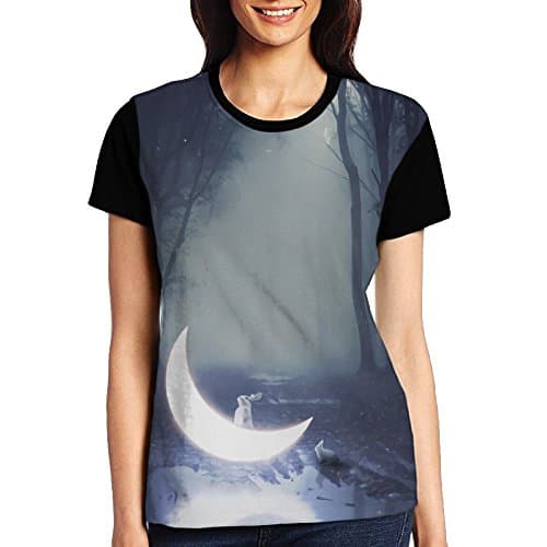 Women's Moon Rabbit Popular Print T-Shirt Tee Compression Undershirt Sports Raglan Tees Tops For Outdoor