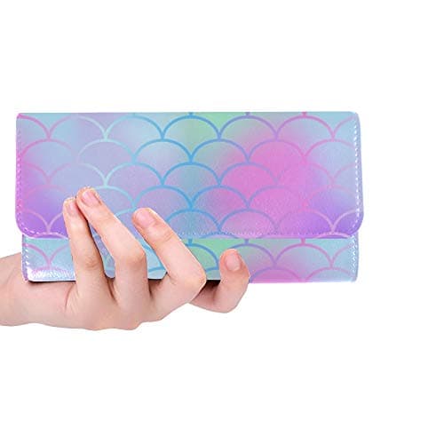 Unique Custom Magic Mermaid Tail Texture Fish Scale Women Trifold Wallet Long Purse Credit Card Holder Case Handbag