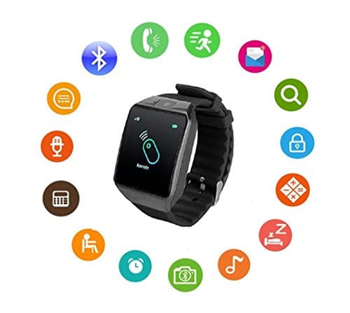 Bluetooth Smart Watch DOROIM Stainless Steel Strap, Camera, Call SMS Reminder, Sleep Monitor, Pedometer, Support SIM TF Card for Android iPhone Men Women Boys Girls (G12-BLACK)