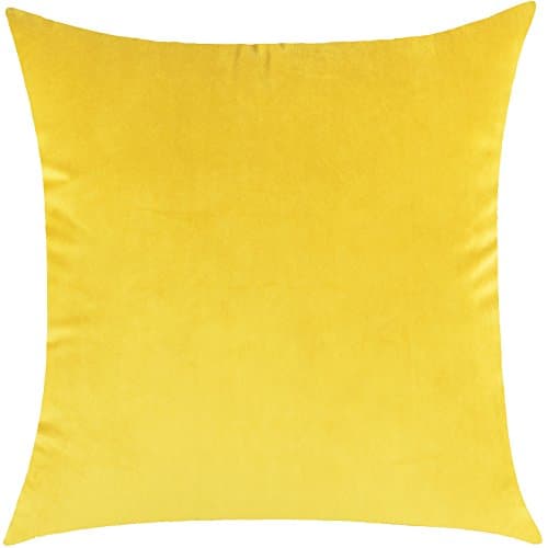 Ling @ Creative Individuality Throw Pillow Case Decorative Pillows Cushions for Comfortable Sofa Bed Car An idyllic cotton Velvet solid color simple to remove wash,60x60cm (Hood),H20 Yellow