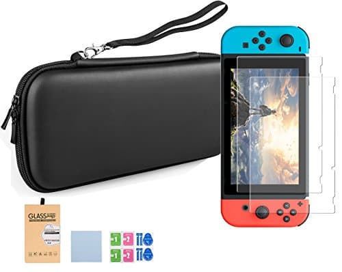 Nintendo Switch Screen Protector and Carrying Case / Bags by Doestyle, Hard Shell Carrying Case Bags + 2PCS HD Flim Tempered Glass Screen Protectors for Nintendo Switch [2 IN 1]