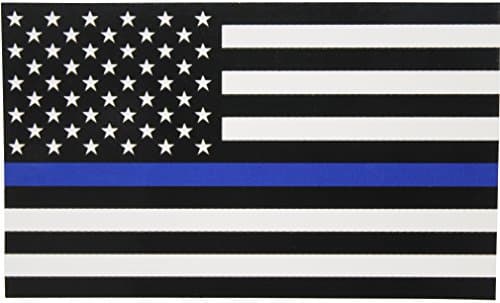 Thin Blue Line Flag Decal - X-Large 6x3.6 in. Black White and Blue American Flag Sticker for Cars and Trucks - In Support of Police and Law Enforcement Officers (XL)