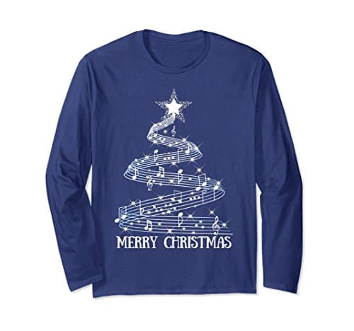 Unisex Funny Christmas Musical Tshirt Medium Navy