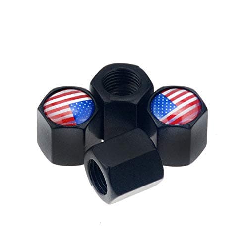 American Flag Valve Stem Cap equipped key chain dust-proof Air Caps Cover For Cars, Trucks, Bikes, Motorcycles, Bicycles (black)