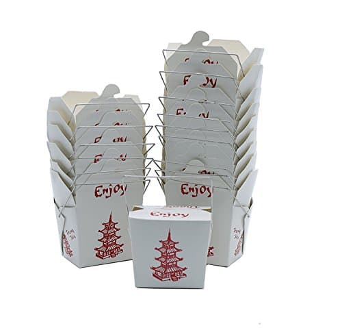 50 Pack Chinese take out box 8-OZ Bio Noodle Take Out Food Container: Perfect for Takeout Restaurants - White - Disposable and Recyclable