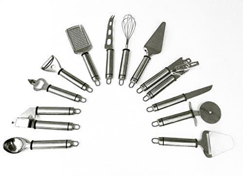 DELUXE KITCHEN GADGET TOOLS SET made with Food Grade 304 Stainless Steel - 12 Piece Premium Kitchen Set - Comes in a Beautiful Box for the perfect gift - Ergonomic Design
