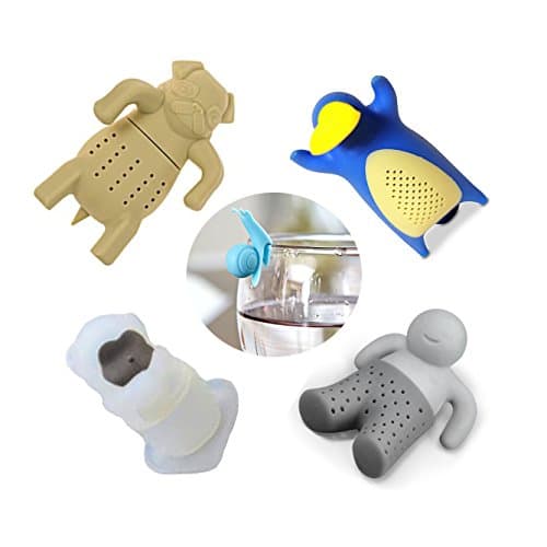 Loose Leaf Tea Infuser Set of 4 Cute Infusers - Packed in a Box Plus a Bonus Cup Marker