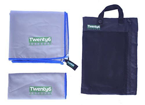 Microfiber Travel / Camping Towel Compact Quick Dry (Gray/Blue, X-Large)