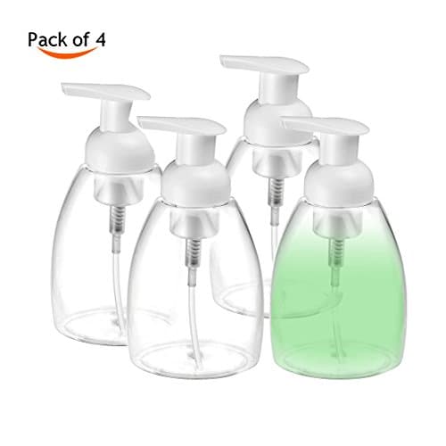 4 Pcs Plastic Foaming Liquid Soap Dispensers Pump Bottles for Liquid Soap, Bath foam, Shampoo, Hand sanitizer, Cleanser (250ML)