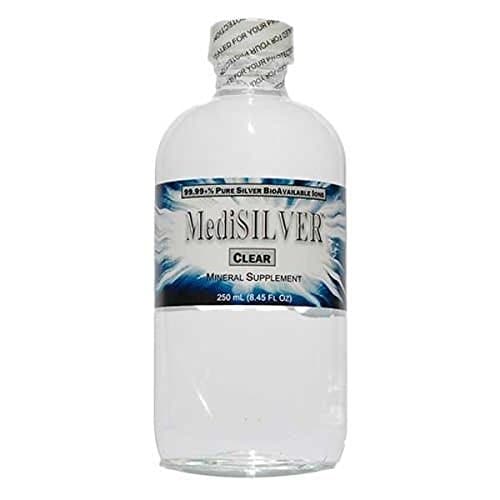 MediSILVER CLEAR Ionic Silver - 250 mL in a Clear Glass Bottle