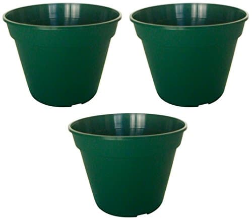 Premium High Density Plastic Planter of 7.5" Diameter Set of 3 Units (Dark Green Color)