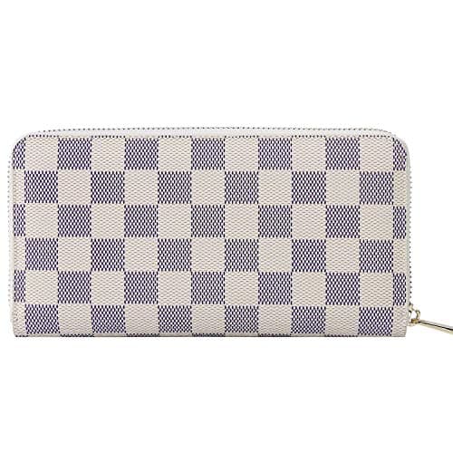 Tobert Checkered Zip Around Wallet Phone Clutch RFID Blocking with Credit Card Holder Organizer