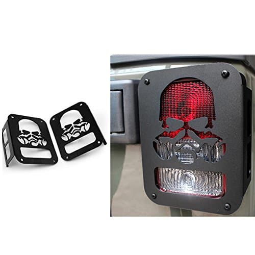 Geennorahs Skull Mask Black Tail Light Guards Protector For Jeep Wrangler 2007-2016 2/4 door Sport X Sahara Unlimited Rubicon Rear Tail light Covers