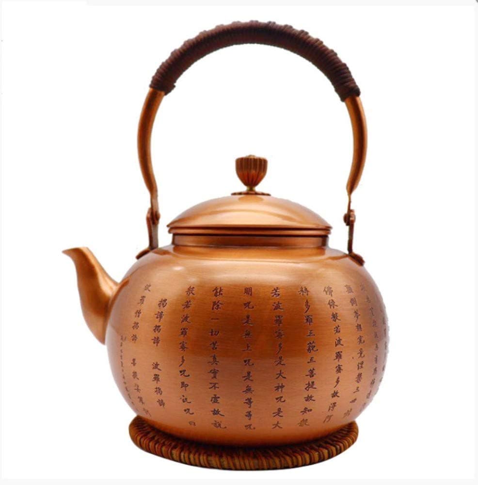 Copper Teakettle Copper Teapot Teapots Copper Pot Tea Set Teapot Handmade Thickening Heart Tea Brewing Water Health Boiling Water Copper Pot Pure Copper Like Prajna Honey Heart 1.6L