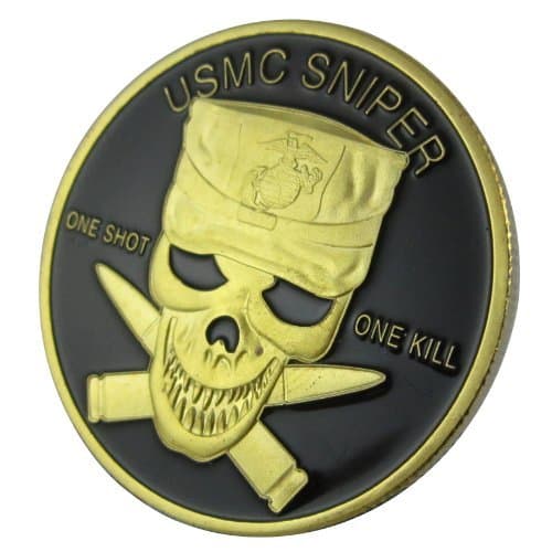 USMC Sniper "one shot one kill" 24KT GP Challenge Coin 1003#
