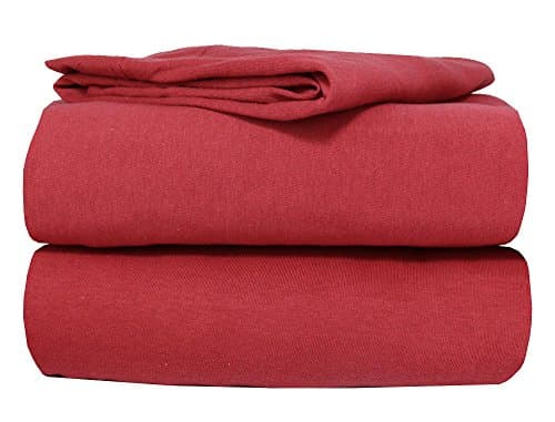100% Cotton Super Soft Luxury Jersey Sheet 4 Pc Bed Sheet Set (Queen, Burgundy)