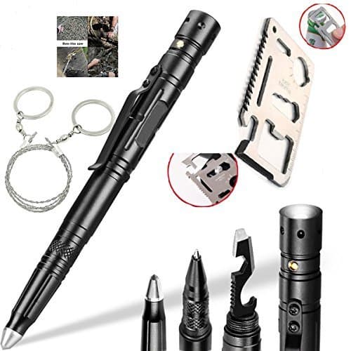 Multitools Tactical Pen Self Defense Pen(with Tactical Flashlight & Glass Breaker),Wallet Tool Pocket Tool 11 in 1 Credit Card Tool,Pocket Saw,3 Type/Set Tactical Gear For Fishing Hiking and Gift