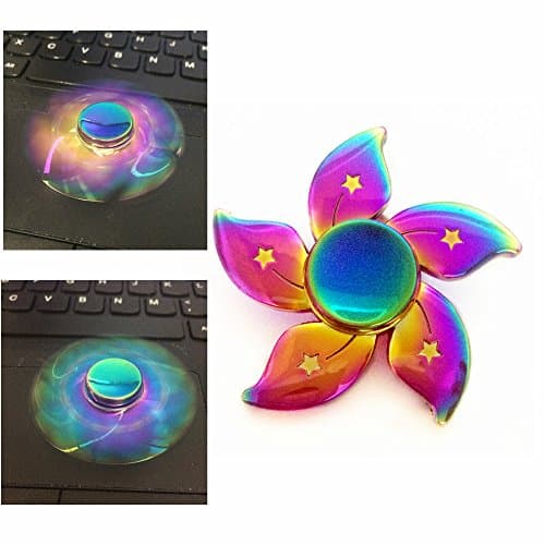 Colorful Light Redbud Flower Metal Five Side Hand Spinner Fidget Toy For Girl ADHD EDC