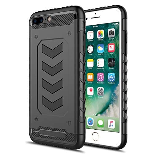 Tosangn iPhone 8 Plus Case, Slip-Proof Rugged Bumper, Anti-Scratches, Fingerprints, Shock Absorbing Bumper Soft TPU Inner Hard PC Back, Cover for iPhone 7 Plus