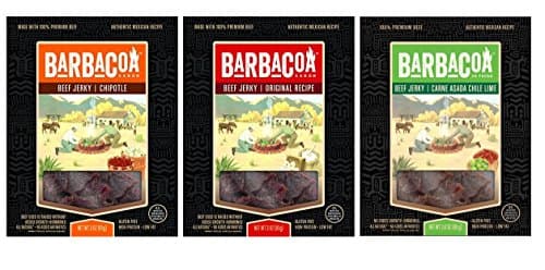 Barbacoa Sabor Beef Jerky 3 Flavor Variety Bundle, 1 each: Chipotle, Original Recipe, Carne Asada Chili Lime, 3 Ounces