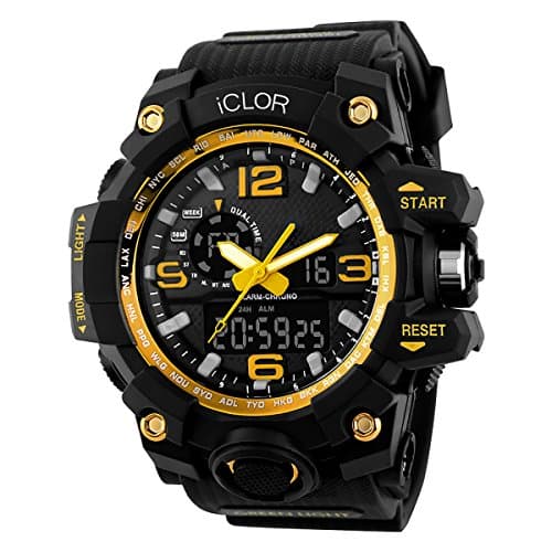 Swag Collection i-Shock X-Large Multi-Functional Water Proof Digital Sport Watch LED light 24k (gold)