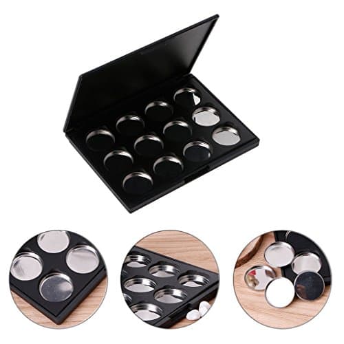 SPYlive Empty Eyeshadow Palette Magnetic, 12 Pcs 26mm Empty Magnetic Eyeshadow Pigment Aluminum Palette DIY Pans Makeup Tool