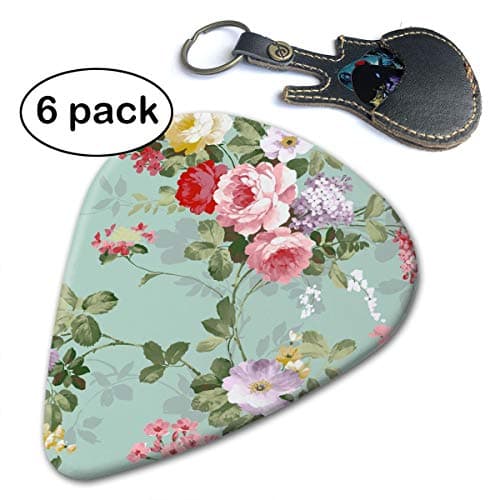 Vintage Floral Pattern 351 Shape Classic Picks (6 Pack) For Electric Guitar, Acoustic Guitar, Mandolin And Bass