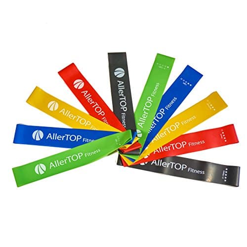 AllerTOP Resistance Exercise Bands - 5 Levels Exercise Loop Bands - Carrying Pouch - Best for Strength, Endurance, Flexibility Enhancement and Isometric Exercises - 1 Set of 5 Or 2 Sets of 10 Bands