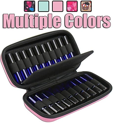 20 Bottle Essential Oil Carrying Case Premium Hard Shell Protection for up to 20 bottles – Perfect for roller and standard bottles 5ml to 10ml – Great for Travel (PINK SUEDE)