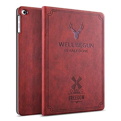 Cazcase Smart Deer Flip case Cover for Apple iPad Mini 4/ Mini 5 (7.9 inch) (Wine red)