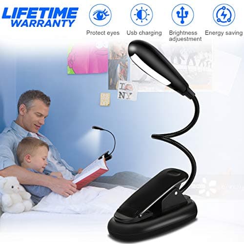 Rechargeable LED Book Light, Eye-Care Reading Light 7 LED Night Light 3 Level Brightness Reading Lamp Cool and Warm for Night Reading, Camping, Fishing, Kids Reading, Bedroom