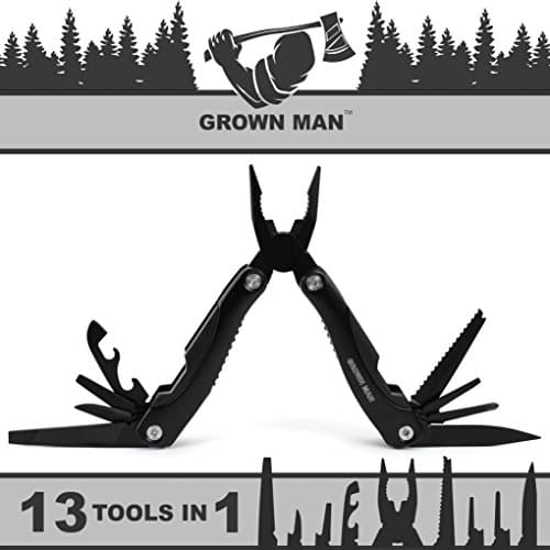 Grown Man Survivor Multi Tool - Includes Pliers, Knife, Saw, and More - Best Multitool for Hunting & Camping - Survival Gear - Tactical Gear